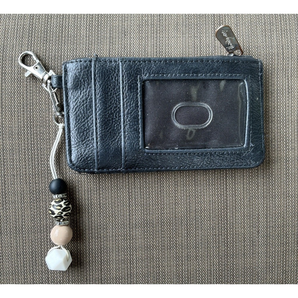 Thirty One Id card wallet Coin Holder Black w Bag Charm
